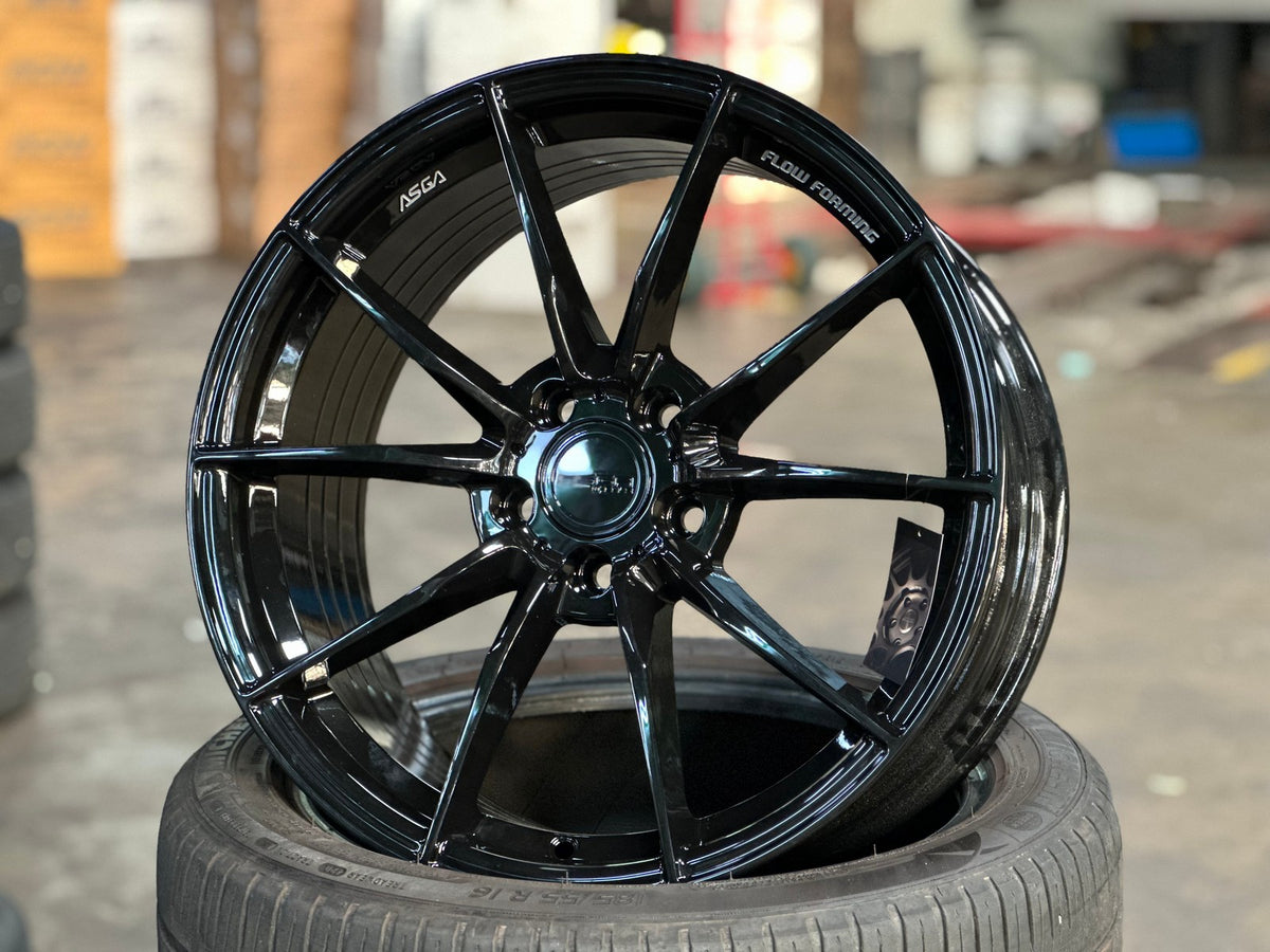 New 18X8.5 ET43 Asga ARF06 Rim (4 wheel) Gloss Black 5X108