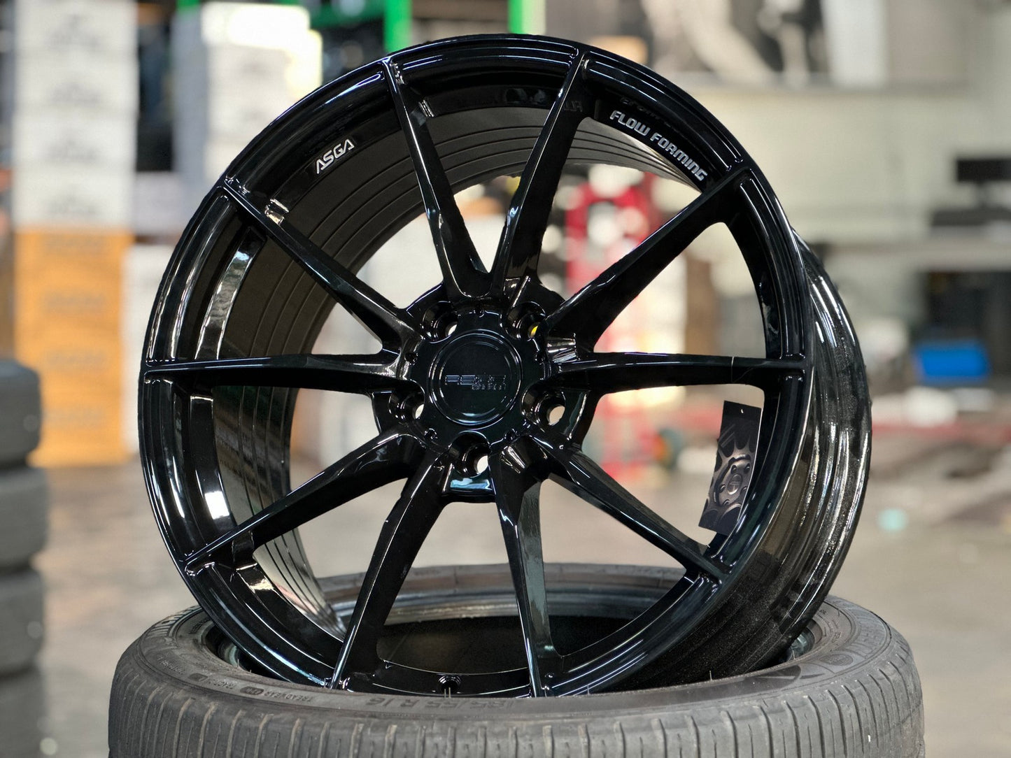 New 18X8.5 ET43 Asga ARF06 Rim (4 wheel) Gloss Black 5X108