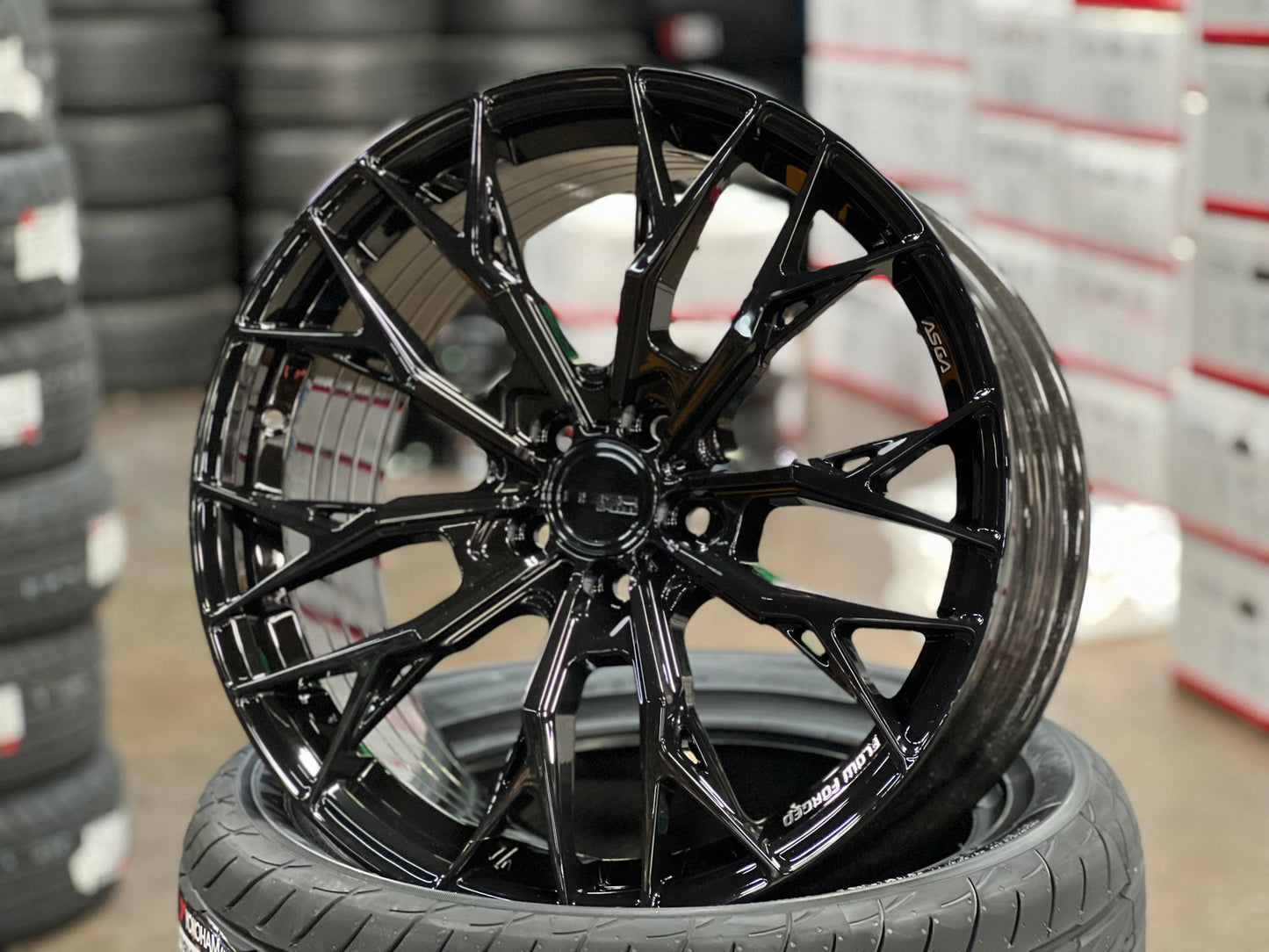 New 18X8.5 ET43 Asga ARF10 Rim (4 wheel) Gloss Black 5X100