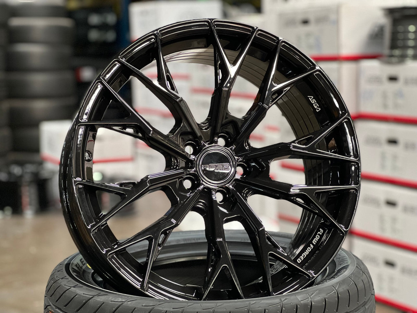 New 18X8.5 ET43 Asga ARF10 Rim (4 wheel) Gloss Black 5X100