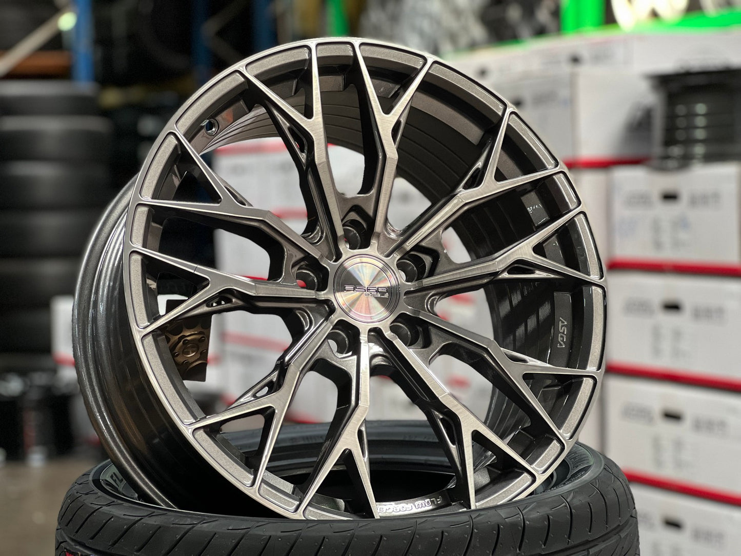 New 18X8.5 ET43 Asga ARF10 Rim (4 wheel) Gloss Gunmetal 5X112