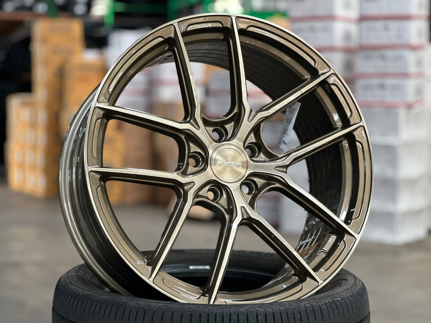 New 19X8.5 ET43 Asga ARF12 Rim (4 wheel) Gloss Bronze 5X114.3