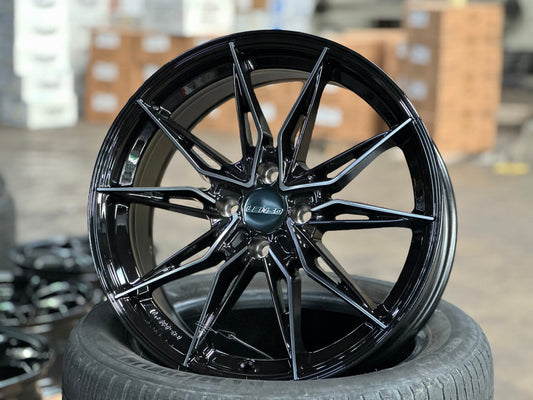 New 17X7.5 ET35 Lenso Barox Rim (4 wheel) Gloss Black 4X100