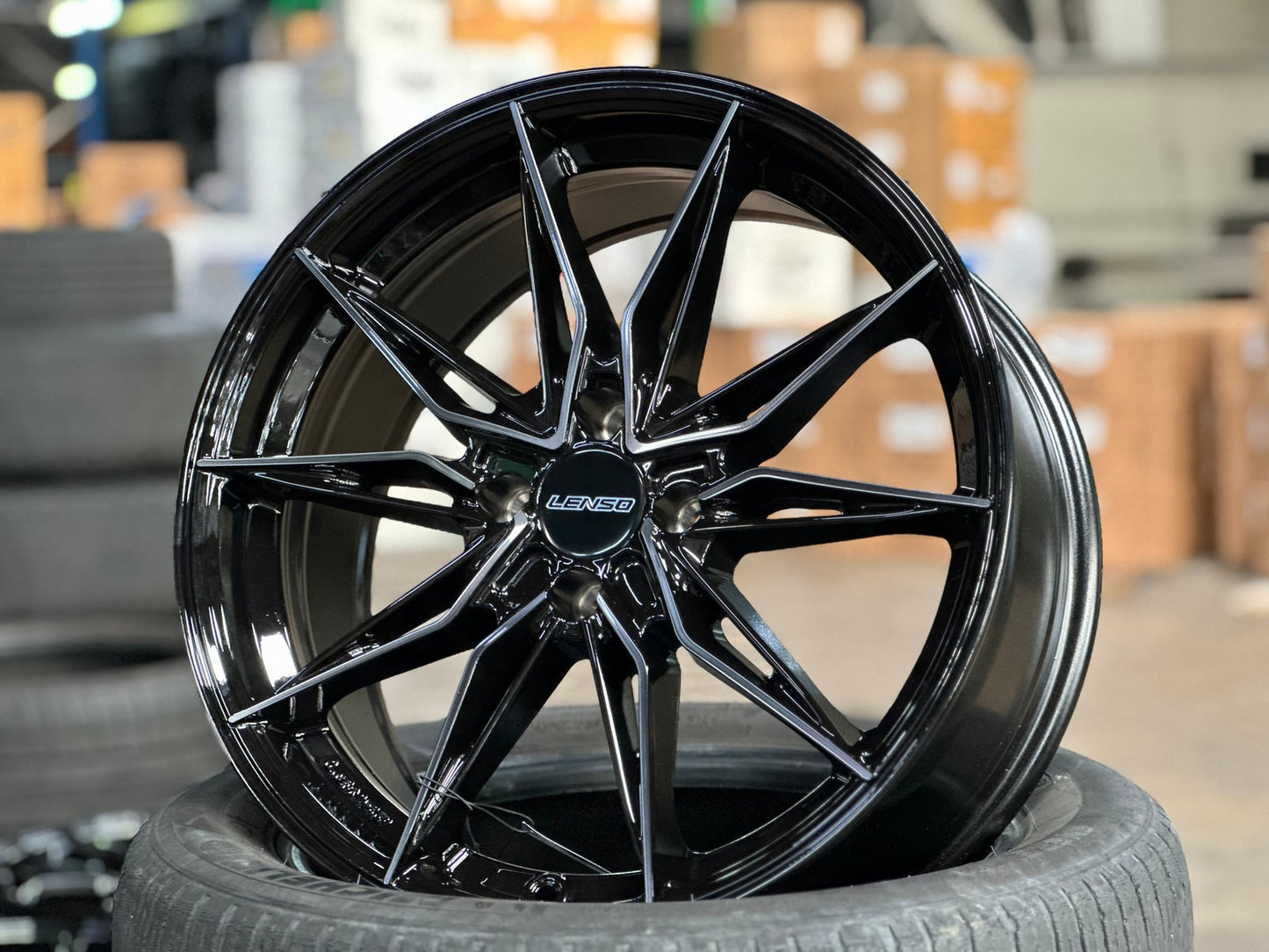 New 17X7.5 ET35 Lenso Barox Rim (4 wheel) Gloss Black 4X100