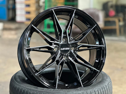 New 17X7.5 ET35 Lenso Barox Rim (4 wheel) Gloss Black 4X100