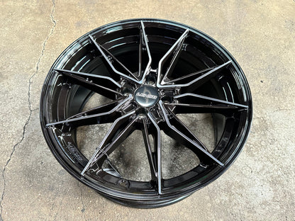 New 17X7.5 ET35 Lenso Barox Rim (4 wheel) Gloss Black 4X100