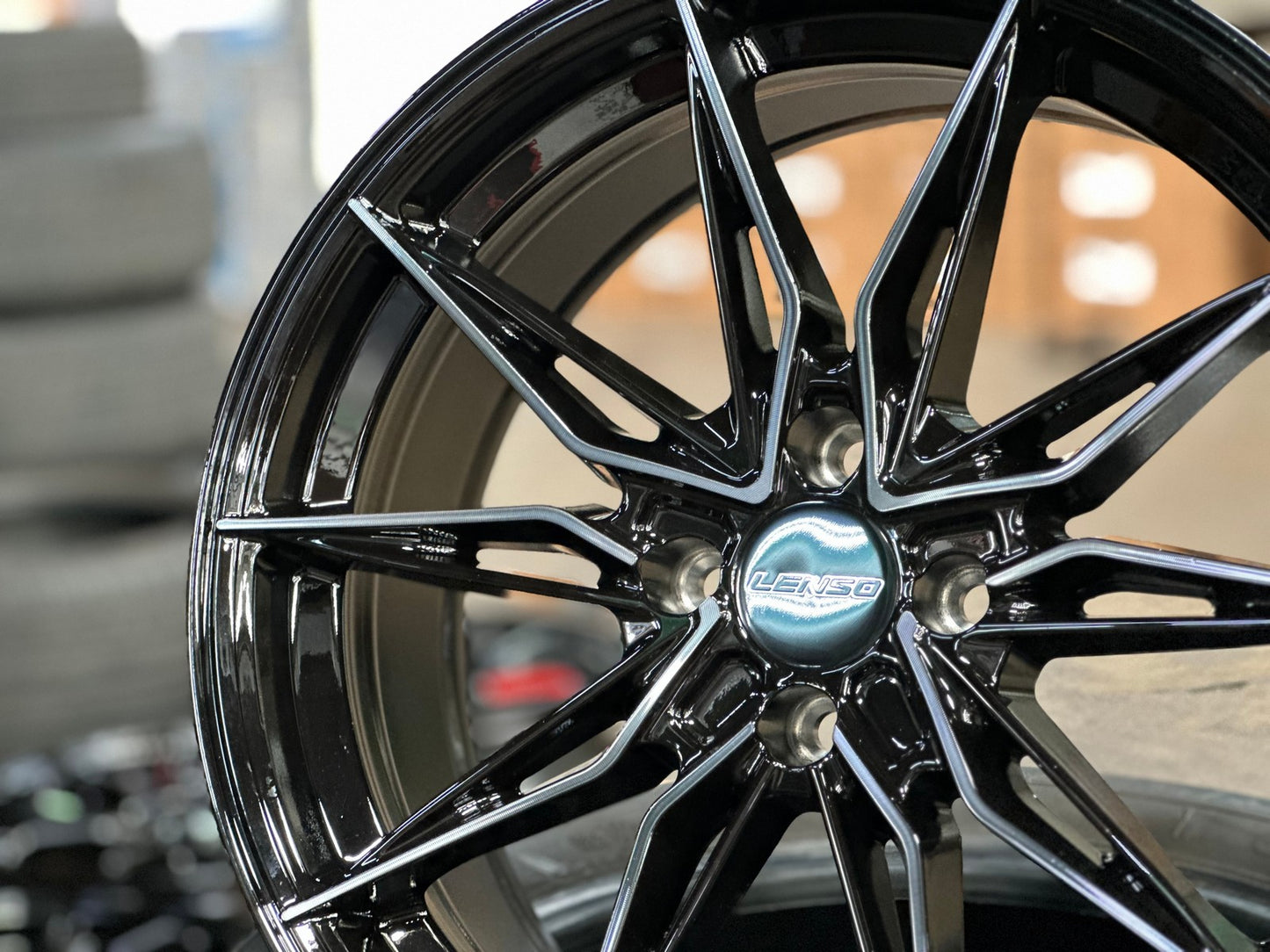 New 17X7.5 ET35 Lenso Barox Rim (4 wheel) Gloss Black 4X100