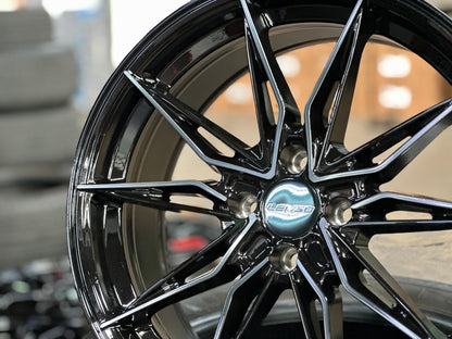 New 17X7.5 ET35 Lenso Barox Rim (4 wheel) Gloss Black 4X100