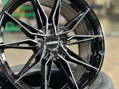 New 17X7.5 ET35 Lenso Barox Rim (4 wheel) Gloss Black 4X100