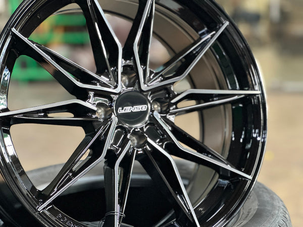 New 17X7.5 ET35 Lenso Barox Rim (4 wheel) Gloss Black 4X100