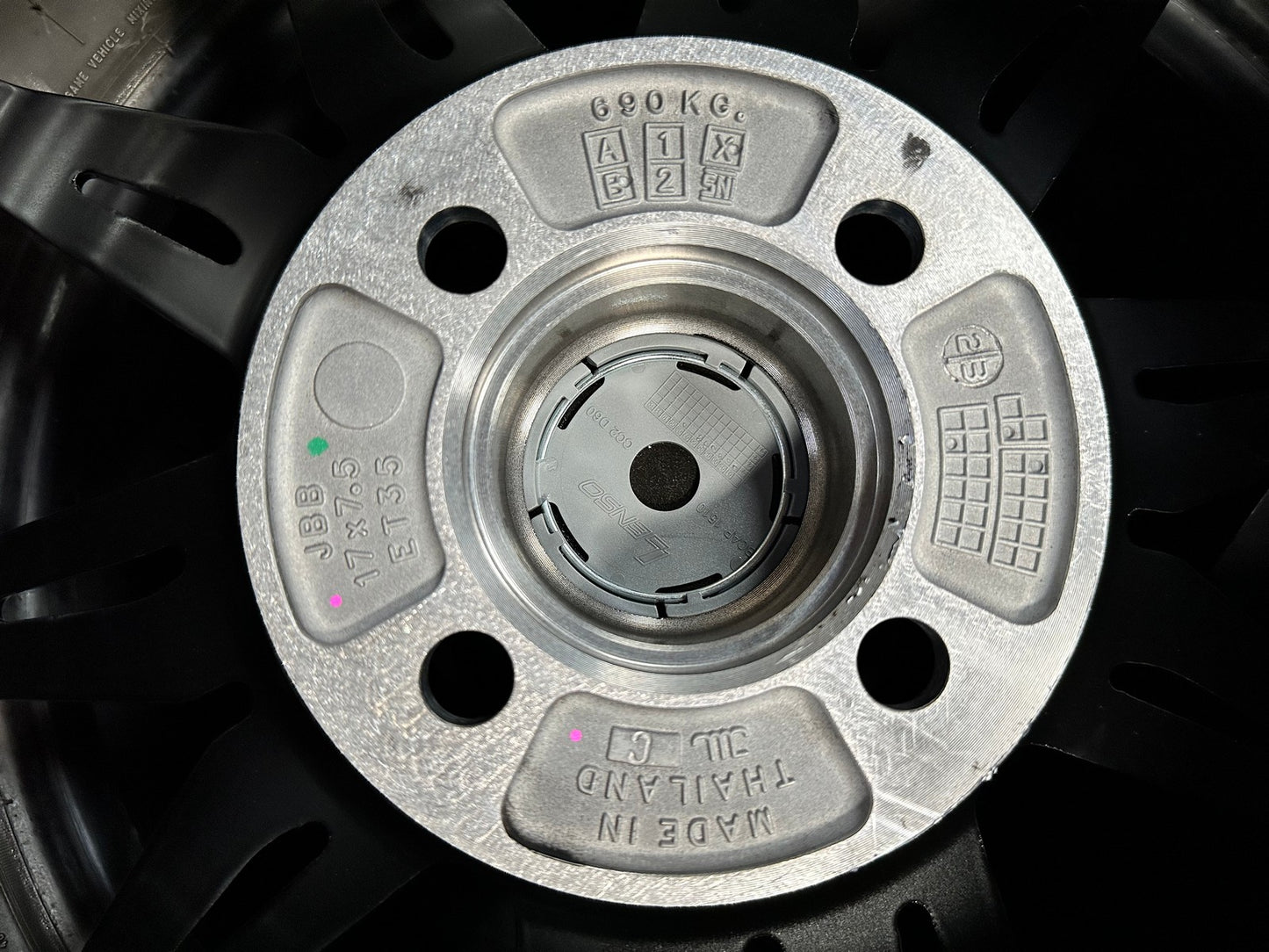 New 17X7.5 ET35 Lenso Barox Rim (4 wheel) Gloss Black 4X100