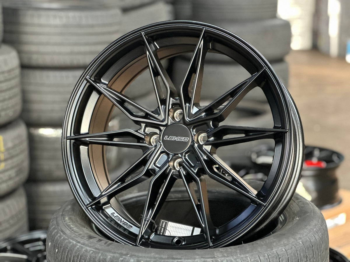 New 17X7.5 ET35 Lenso Barox Rim (4 wheel) Matt Black 4X100