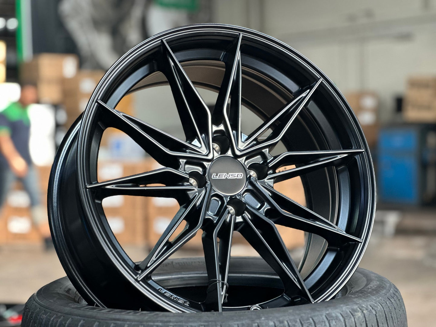 New 17X7.5 ET35 Lenso Barox Rim (4 wheel) Matt Black 4X100