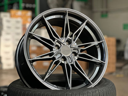 New 17X7.5 ET35 Lenso Barox Rim (4 wheel) Hyper Black 4X100