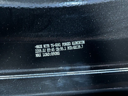 New 22X9 ET45 Overdrive Forged Wald Rim (4 wheel) Gloss Black 6X139.7