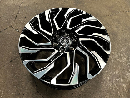 New 22X9 ET45 Overdrive Forged Khann Rim (4 wheel) Gloss Black PF 6X139.7