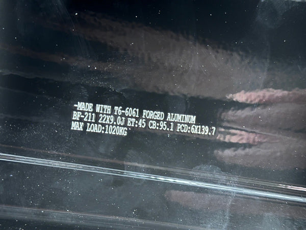 New 22X9 ET45 Overdrive Forged Khann Rim (4 wheel) Gloss Black PF 6X139.7