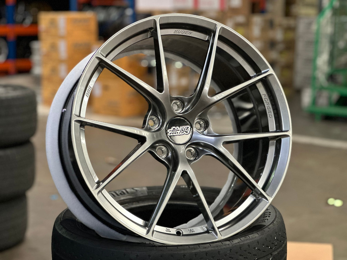 New 19X9.5 ET45 Overdrive Forged Mugen Design Rim (4 wheel) Gunmetal 5X120