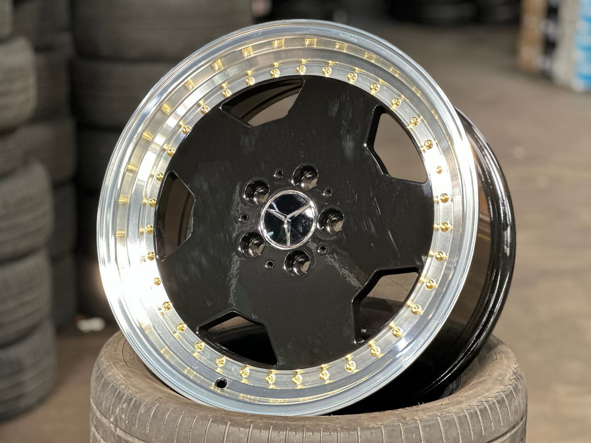 New 18X8 ET35 Mercedes Design Aero Classic Rim (4 wheel) Gloss Black 5X112