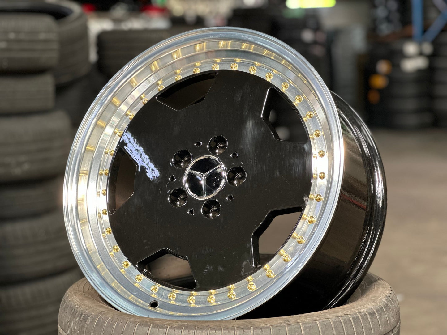 New 18X8 ET35 Mercedes Design Aero Classic Rim (4 wheel) Gloss Black 5X112