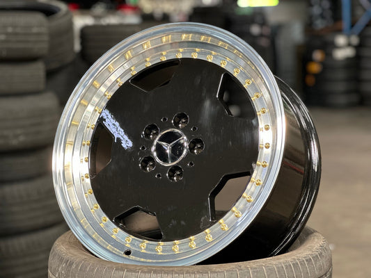 New 18X8 ET35 Mercedes Design Aero Classic Rim (4 wheel) Gloss Black 5X112