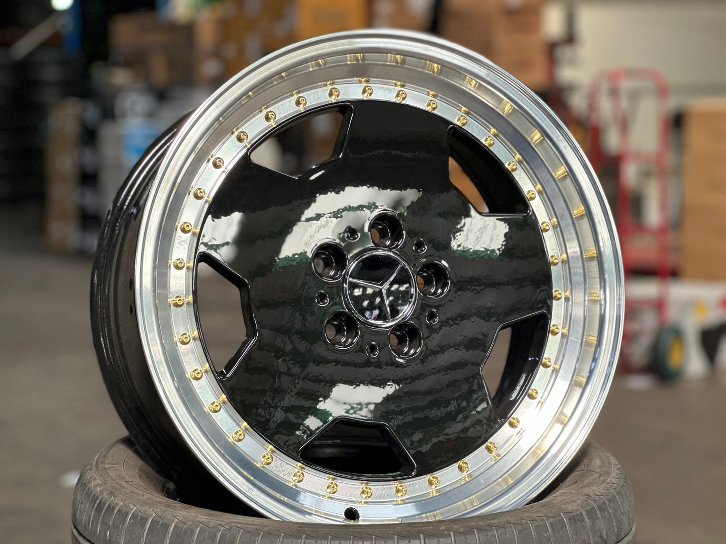 New 18X8 ET35 Mercedes Design Aero Classic Rim (4 wheel) Gloss Black 5X112