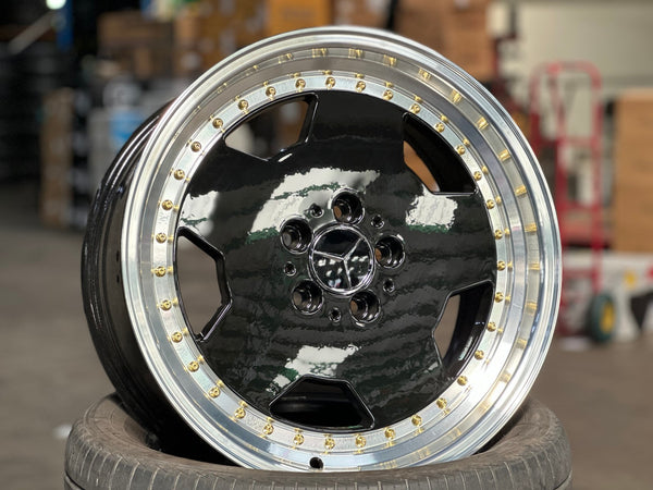 New 18X8 ET35 Mercedes Design Aero Classic Rim (4 wheel) Gloss Black 5X112