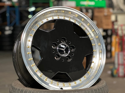 New 18X8 ET35 Mercedes Design Aero Classic Rim (4 wheel) Gloss Black 5X112
