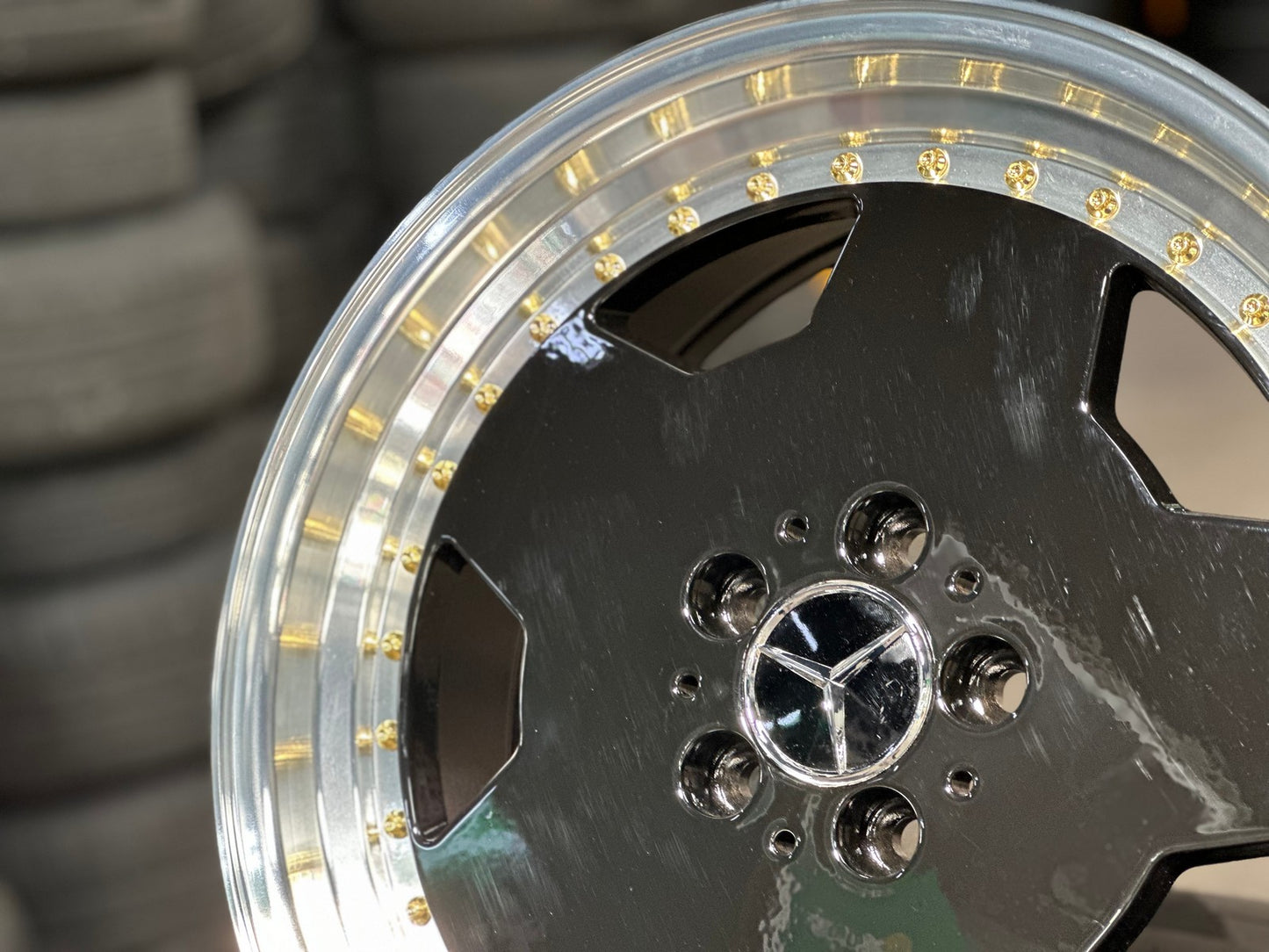 New 18X8 ET35 Mercedes Design Aero Classic Rim (4 wheel) Gloss Black 5X112