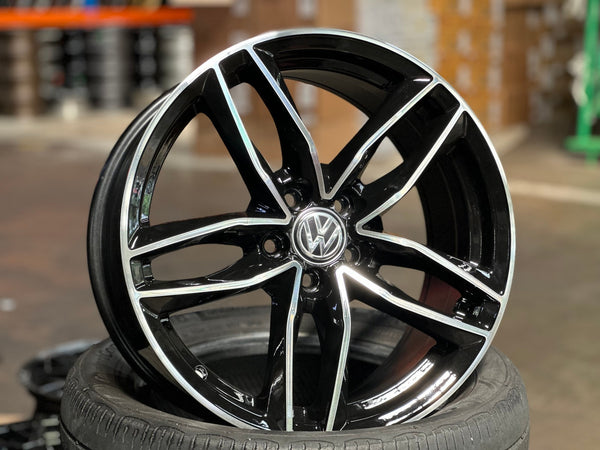 New 17X7.5 ET42 VW Design Polo Rim (4 wheel) Gloss Black PF 5X100