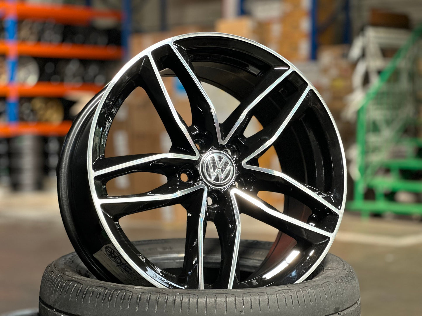 New 17X7.5 ET42 VW Design Polo Rim (4 wheel) Gloss Black PF 5X100
