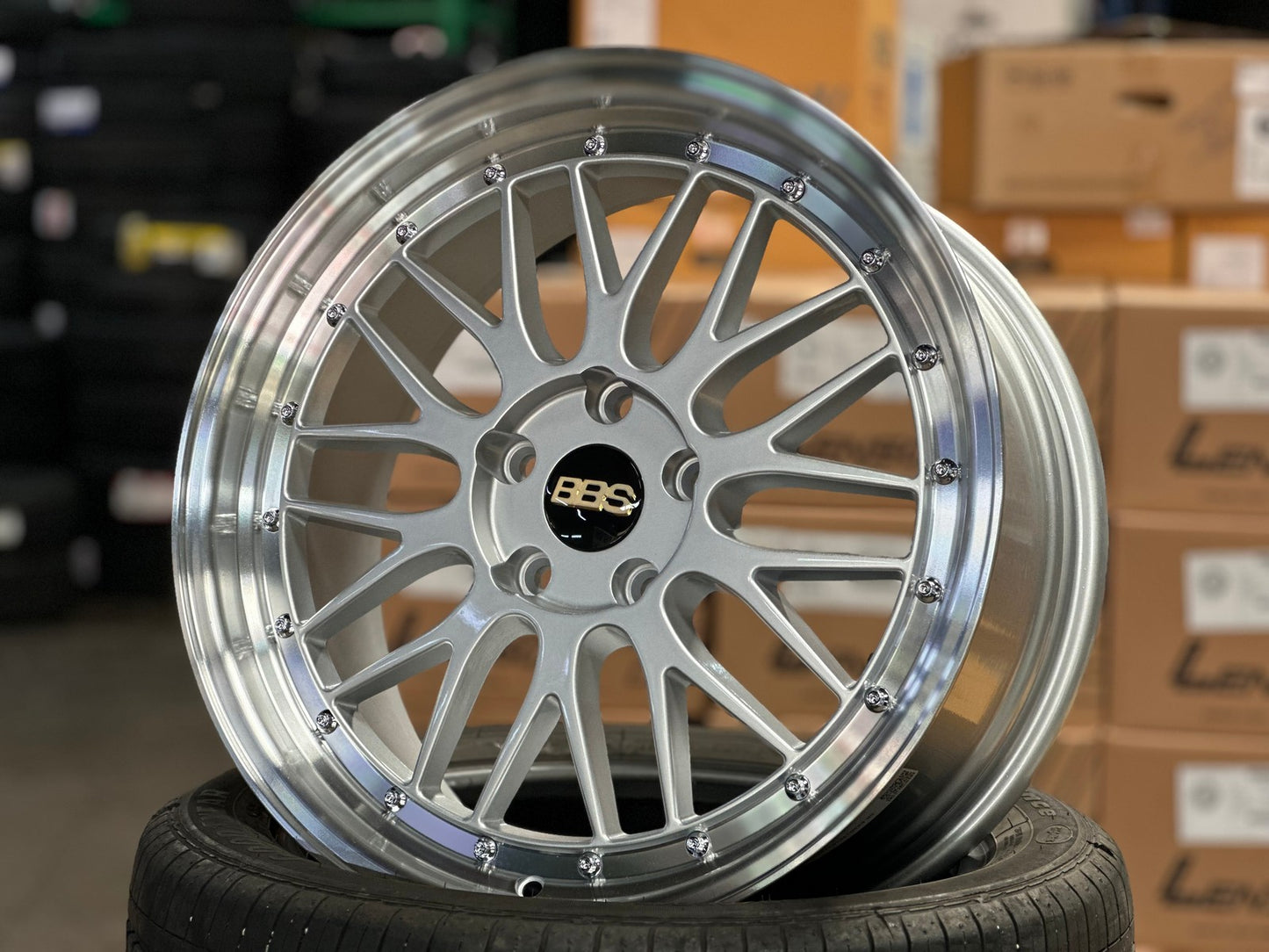 New 18X8 ET38 BBS LM Design Rim (4 wheel) Gloss Silver 5X112
