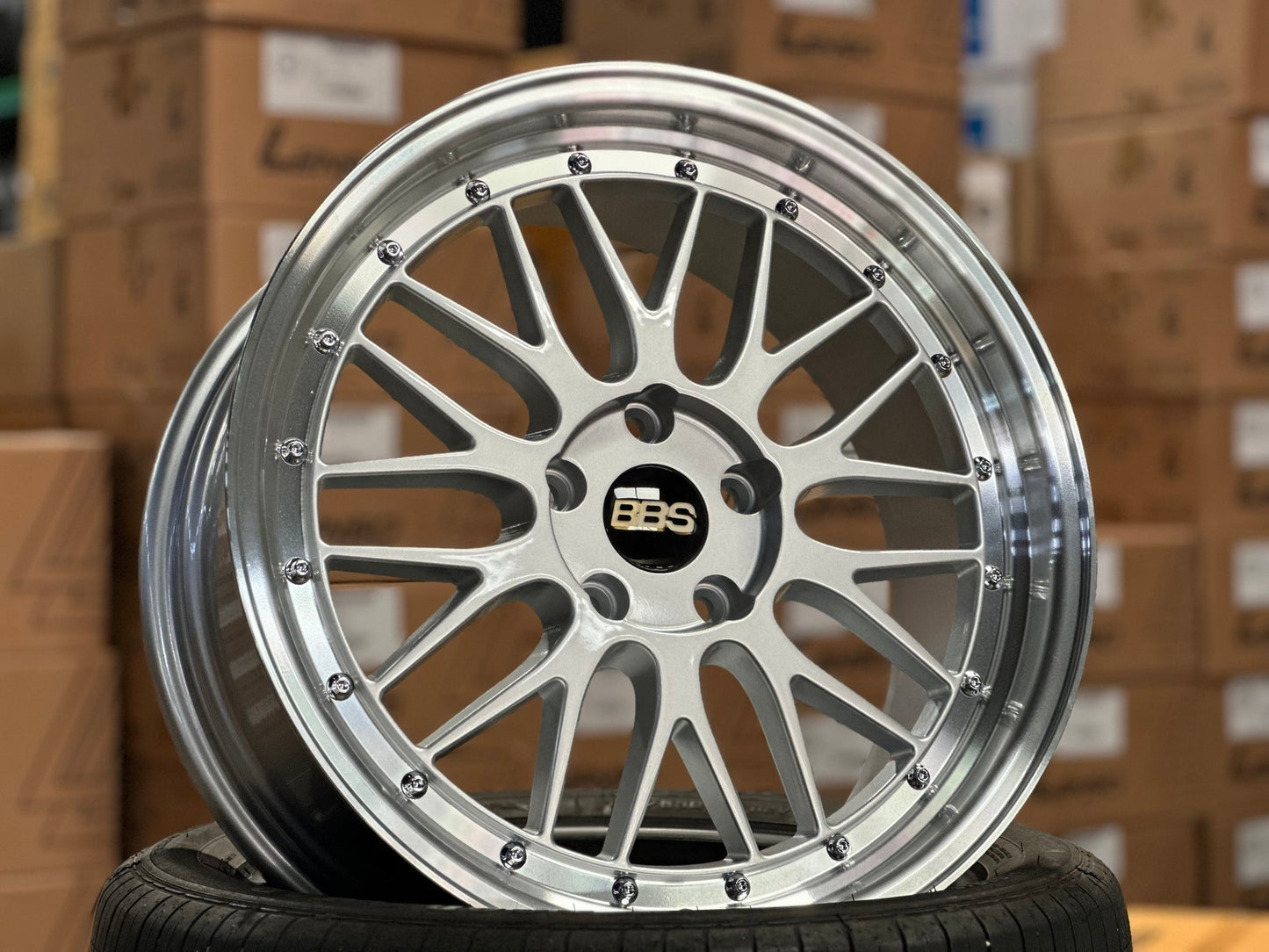 New 18X8 ET38 BBS LM Design Rim (4 wheel) Gloss Silver 5X114.3