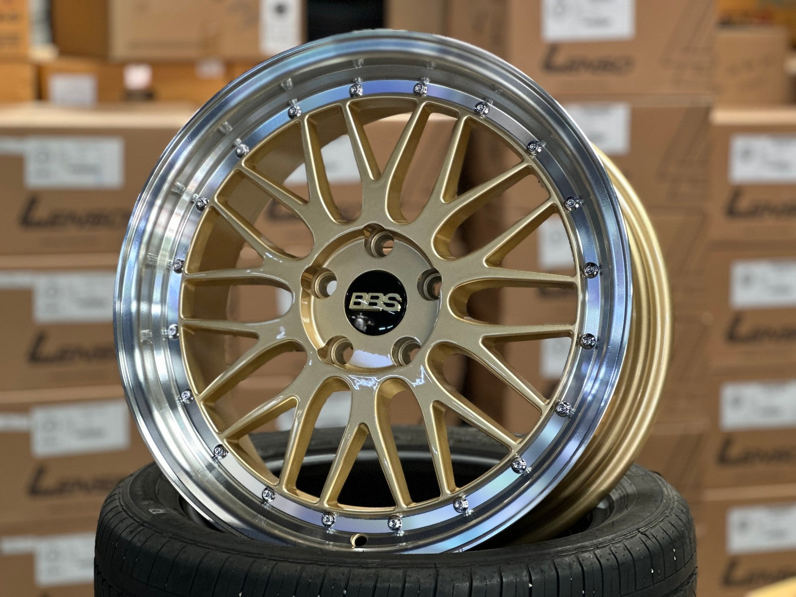 New 18X8 ET38 BBS LM Design Rim (4 wheel) Gloss Gold 5X114.3 – King of Rims