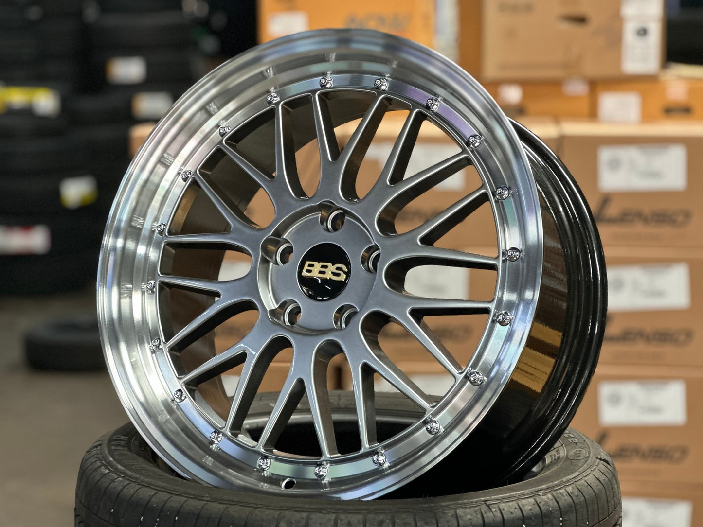 New 18X8 ET38 BBS LM Design Rim (4 wheel) Hyper Black 5X114.3