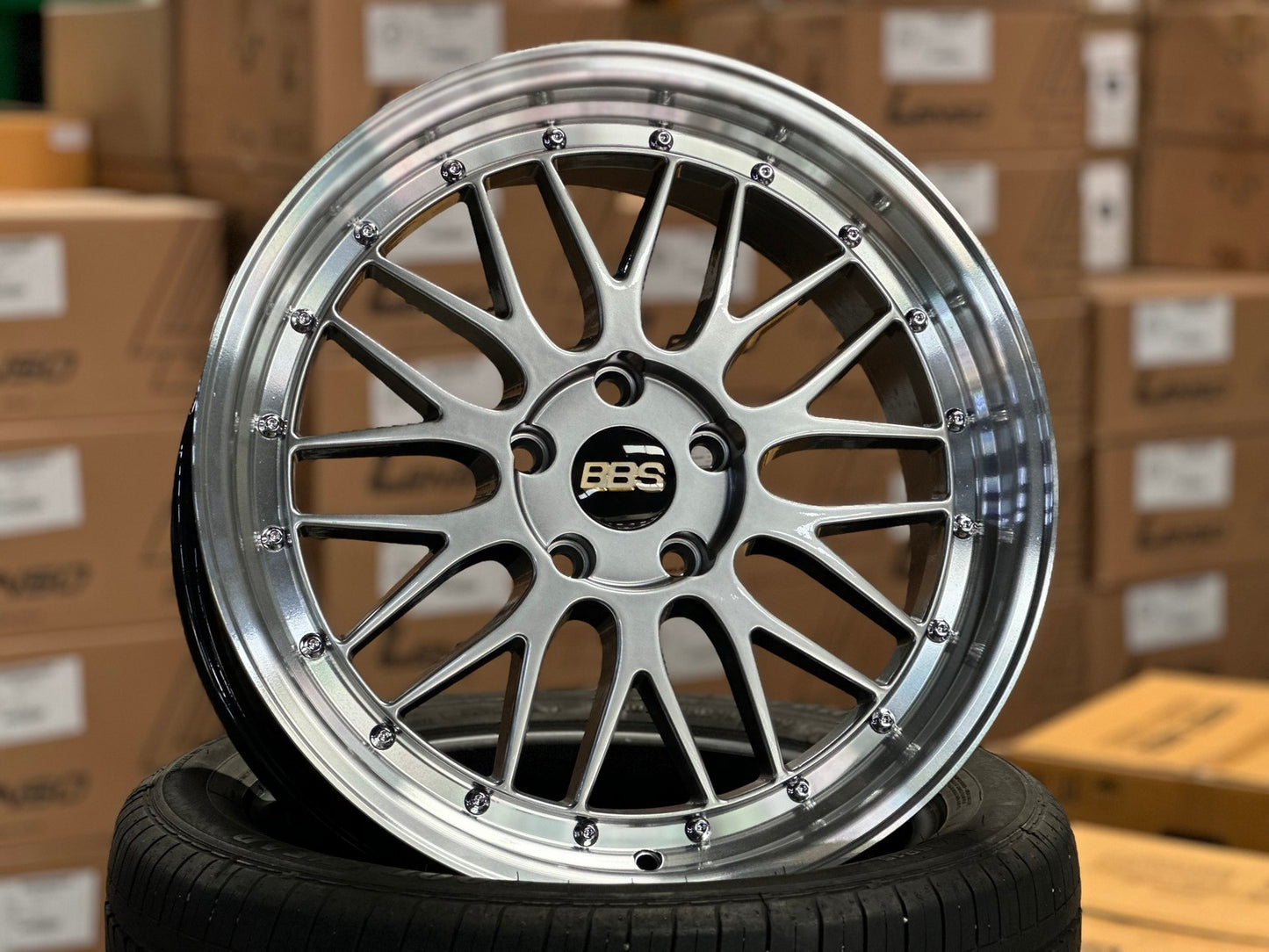 New 18X8 ET38 BBS LM Design Rim (4 wheel) Hyper Black 5X112