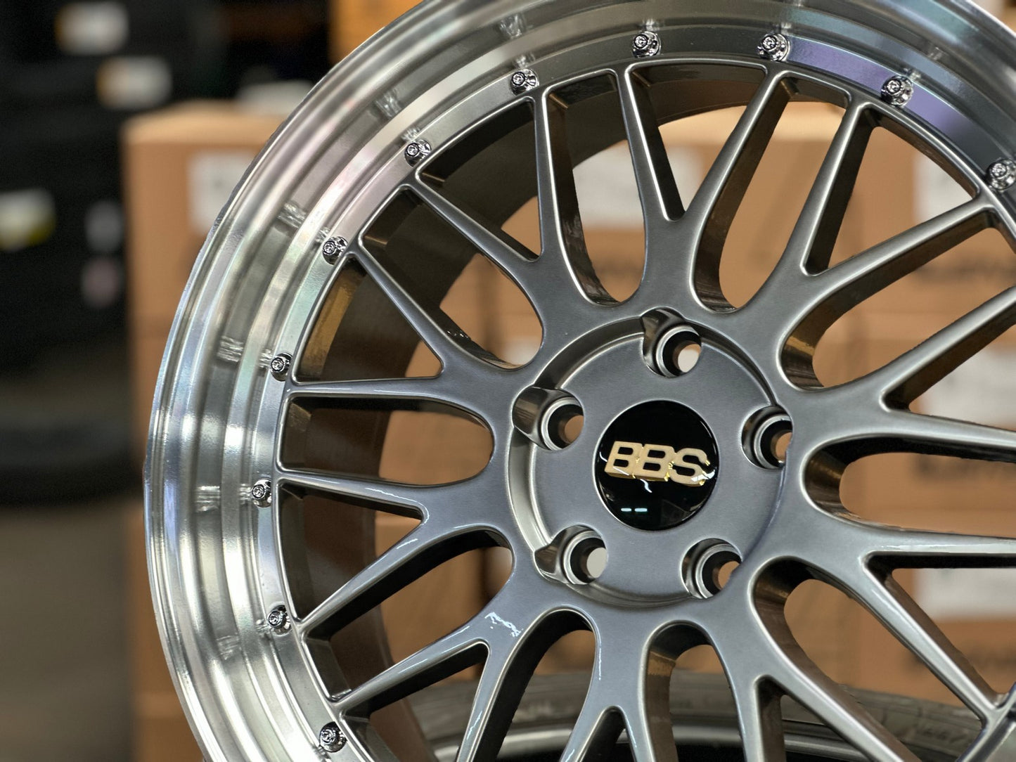 New 18X8 ET38 BBS LM Design Rim (4 wheel) Hyper Black 5X114.3