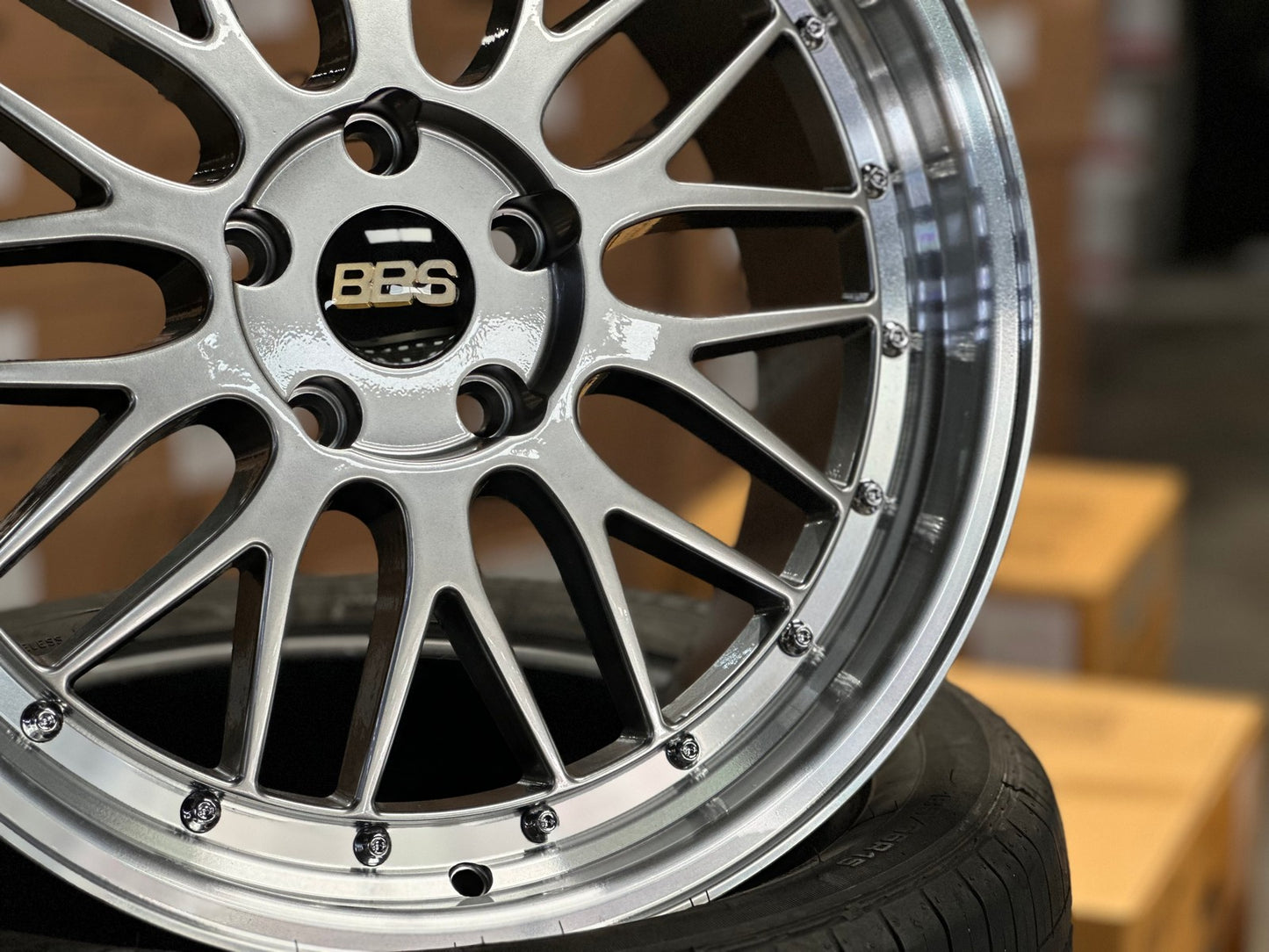 New 18X8 ET38 BBS LM Design Rim (4 wheel) Hyper Black 5X114.3