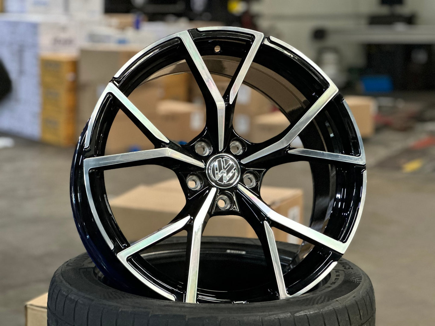 New 19X8.5 ET35 Overdrive Forged R Line Rim (4 wheel) Gloss Black PF 5X112