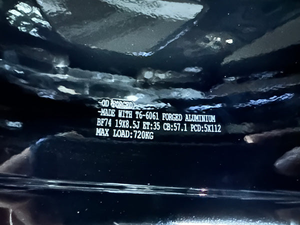 New 19X8.5 ET35 Overdrive Forged R Line Rim (4 wheel) Gloss Black PF 5X112