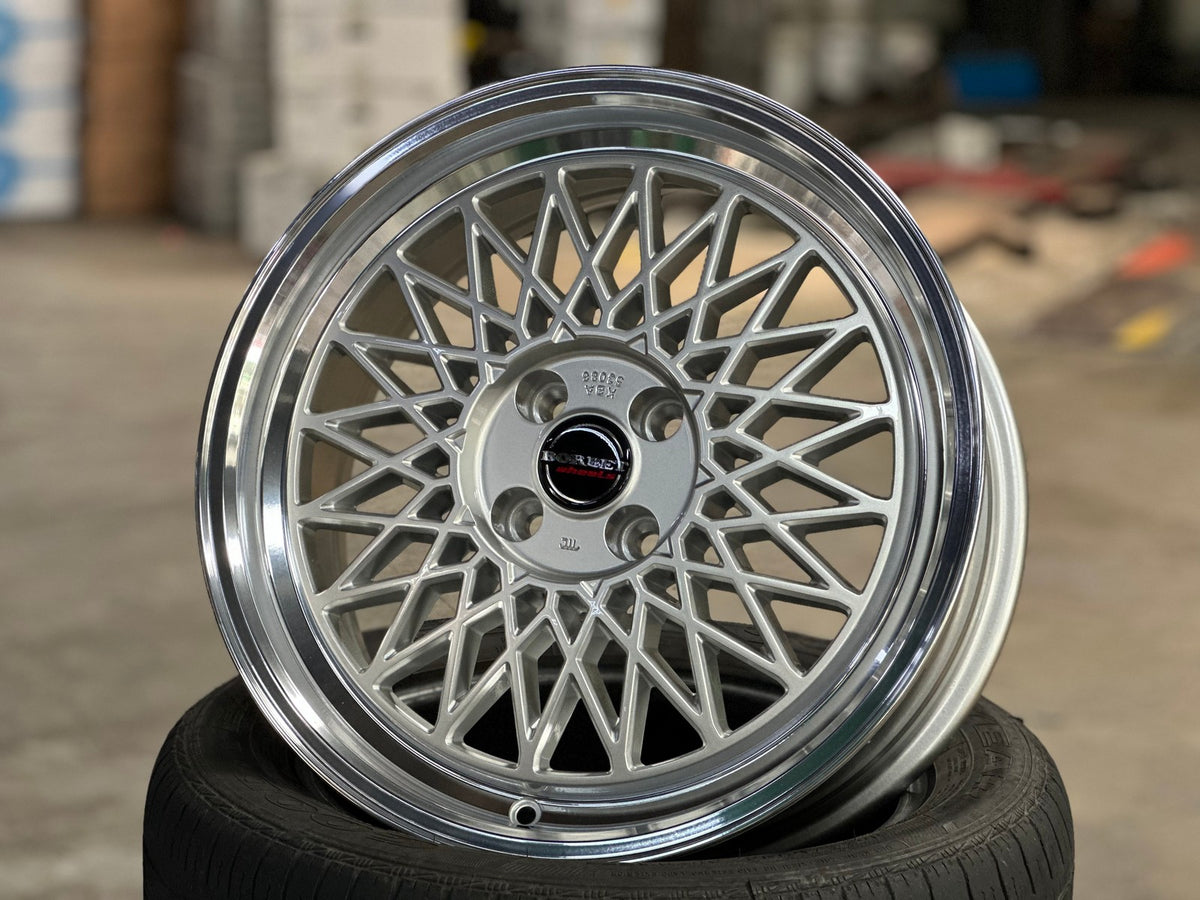 New 17X7 ET25 Borbet B Rim (4 wheel) Gloss Silver 4X100