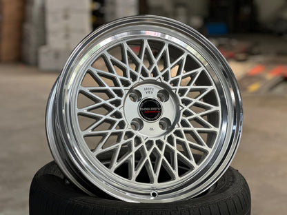 New 17X7 ET25 Borbet B Rim (4 wheel) Gloss Silver 4X100
