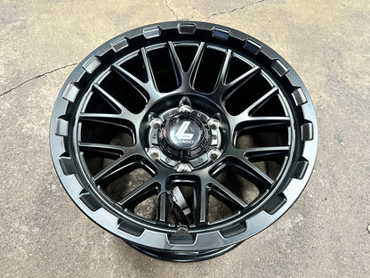 New 16X8.5 ET0 Lenso Cezar Rim (4 wheel) Matt Black 6X139.7