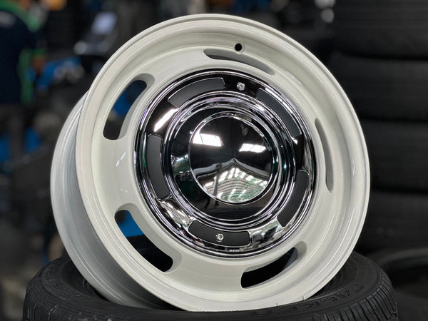 New 15X6 ET38 Dean Cross Rim (4 wheel) Gloss White 4X100