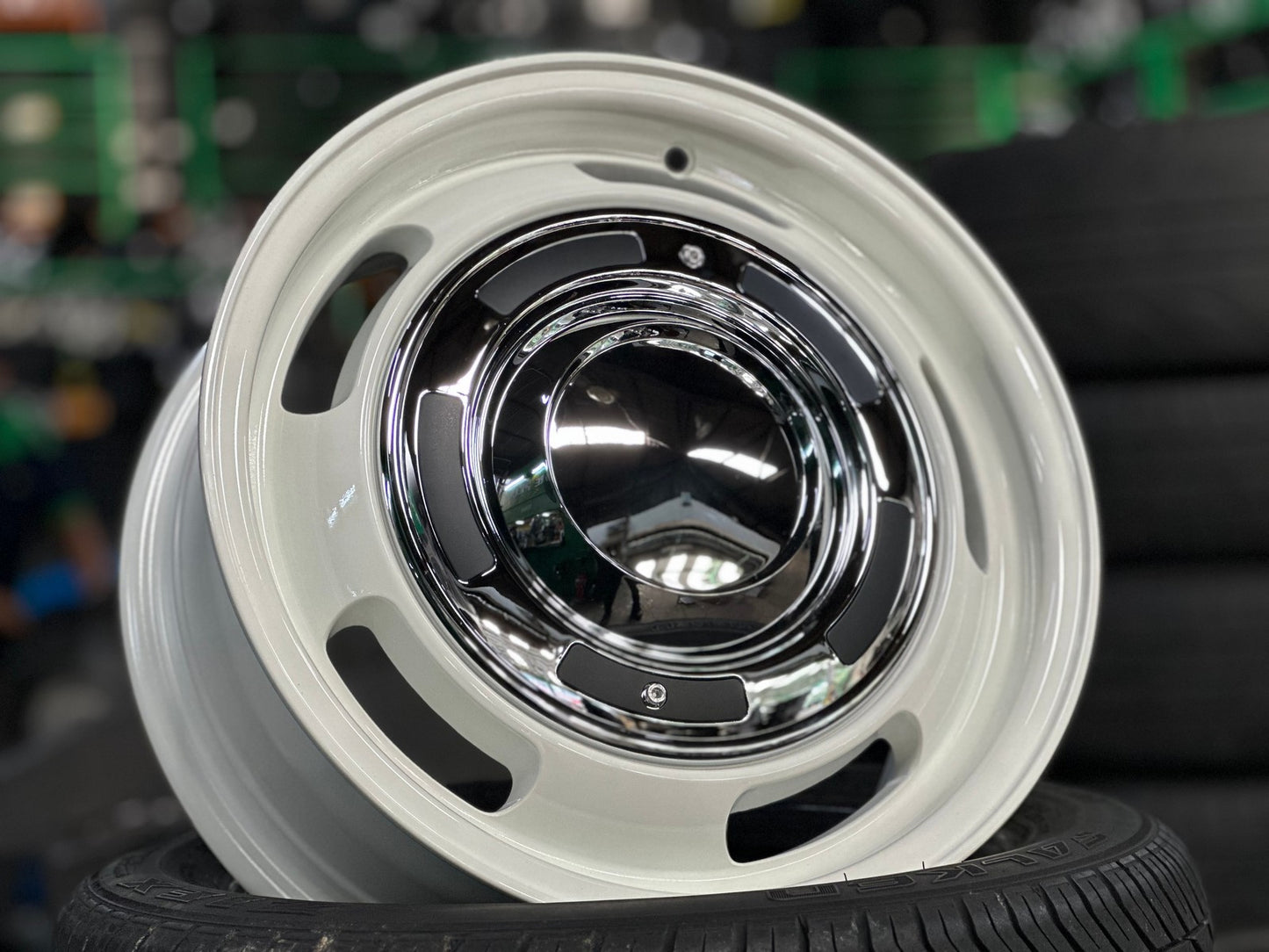 New 15X6 ET38 Dean Cross Rim (4 wheel) Gloss White 4X100