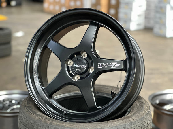 New 15X7 ET35 Lenso D1SF High Rim (4 wheel) Matt Black 4X100