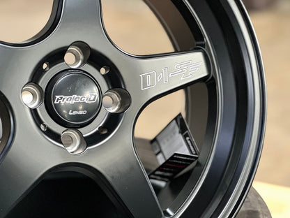 New 15X7 ET35 Lenso D1SF High Rim (4 wheel) Matt Black 4X100