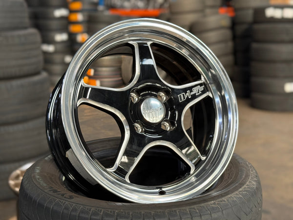 New 15X7 ET35 Lenso D1SF High Rim (4 wheel) Gloss Black 4X100