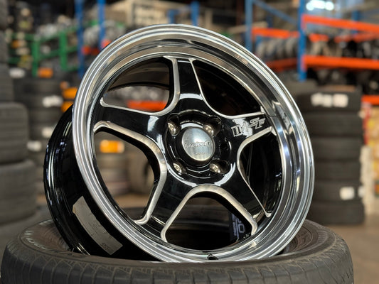 New 15X7 ET35 Lenso D1SF High Rim (4 wheel) Gloss Black 4X100