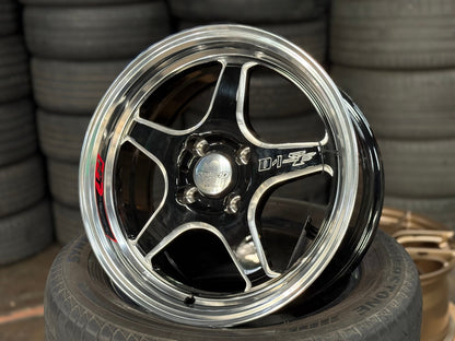 New 15X7 ET35 Lenso D1SF High Rim (4 wheel) Gloss Black 4X100